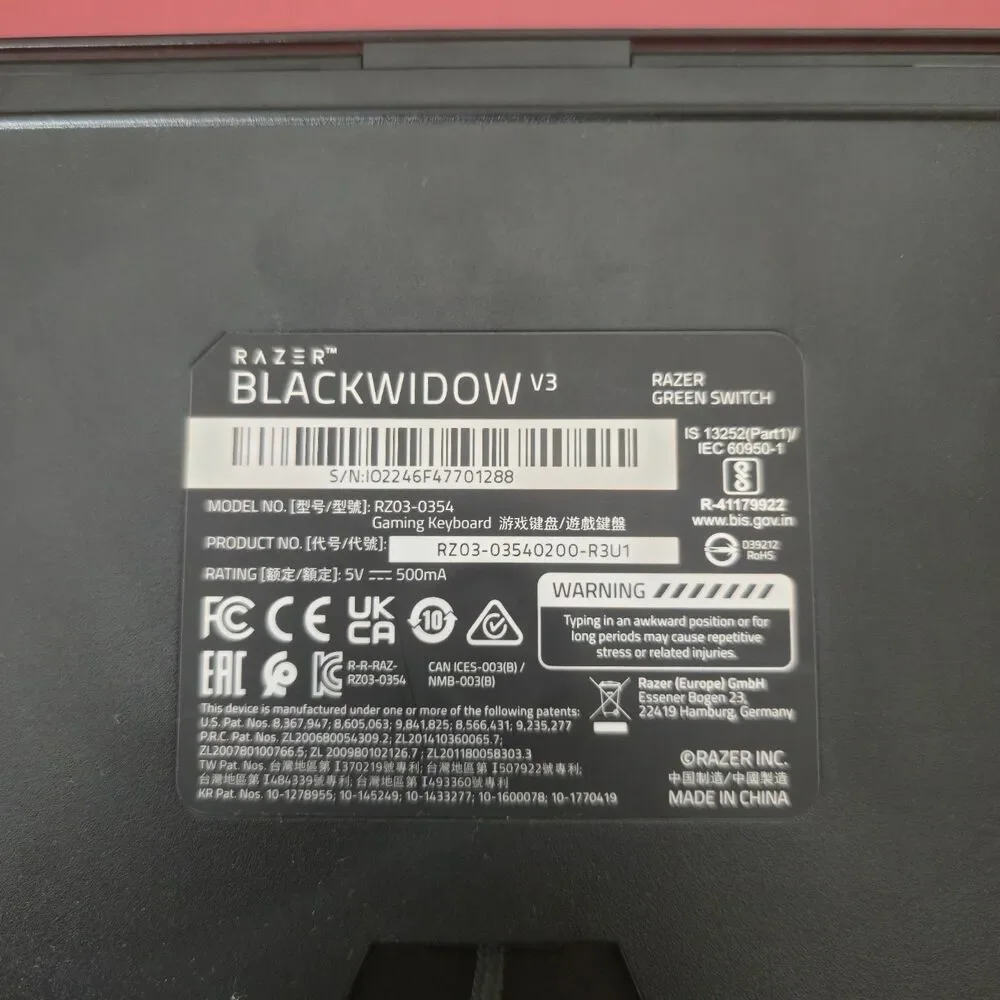 Razer BlackWidowV3 Wired Mech Gaming Keyboard - Classic Black Tested And Working